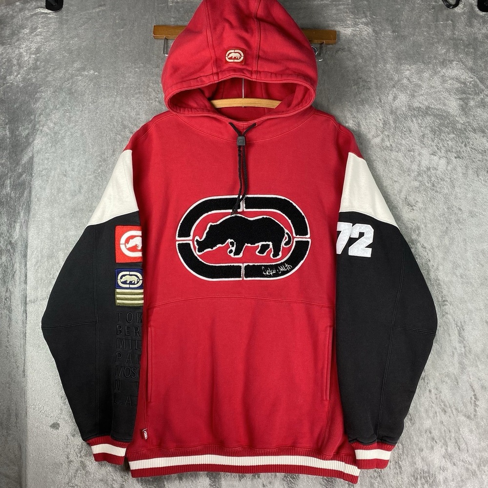 Vintage Ecko Unltd Hoodie Mens Size L Rhino 99/00 Flag Patch Streetwear Y2K 90s